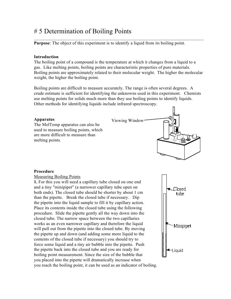 Boiling Point Measurement Melting Point Liquids