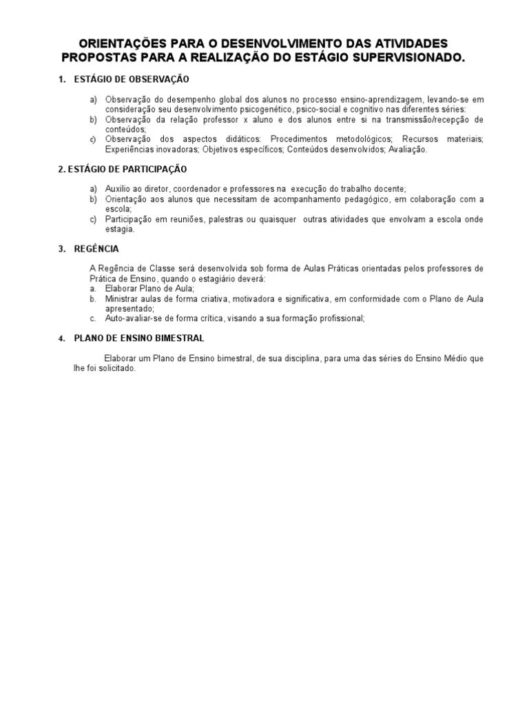 Modelo De Relatorio De ObservaÃ§Ã£o De Estagio Muitos Modelos
