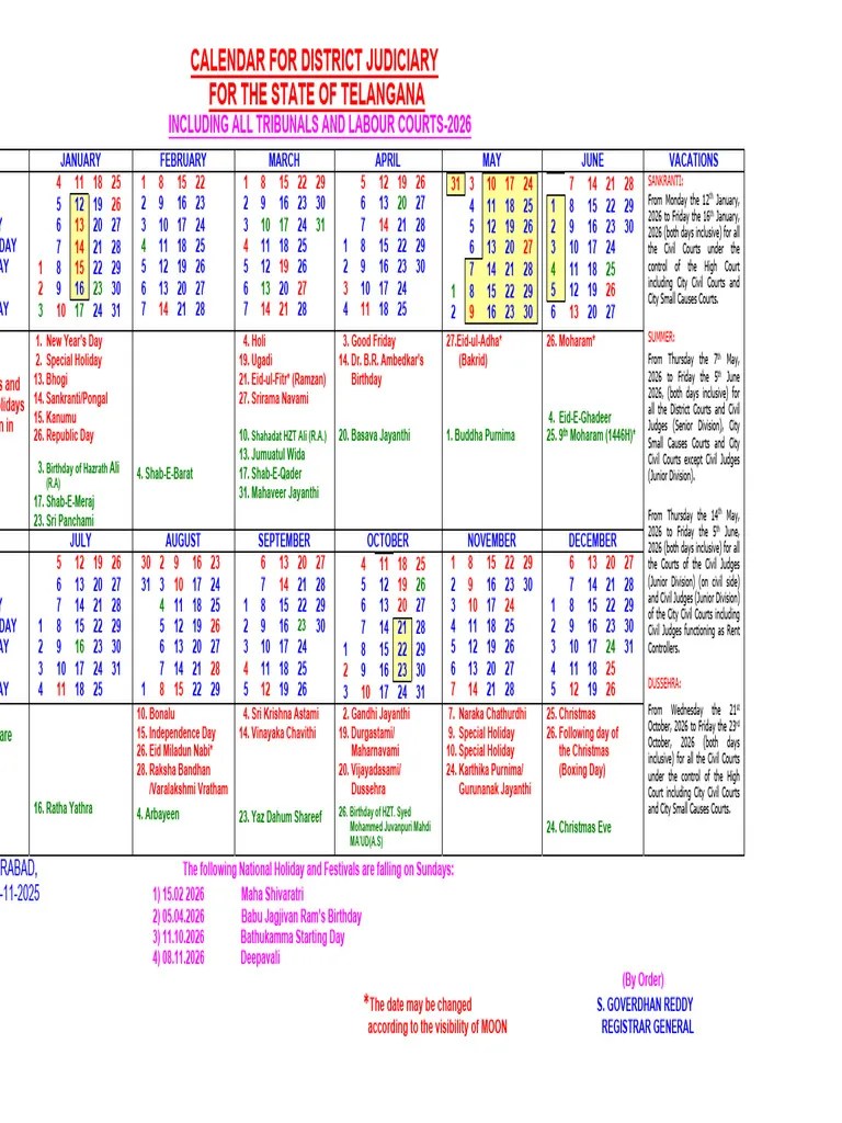District Court Calendar 2026 | PDF | Religious Holidays | Secular Holidays
