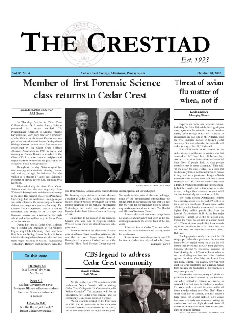 Member of First Forensic Science Class Returns To Cedar Crest PDF
