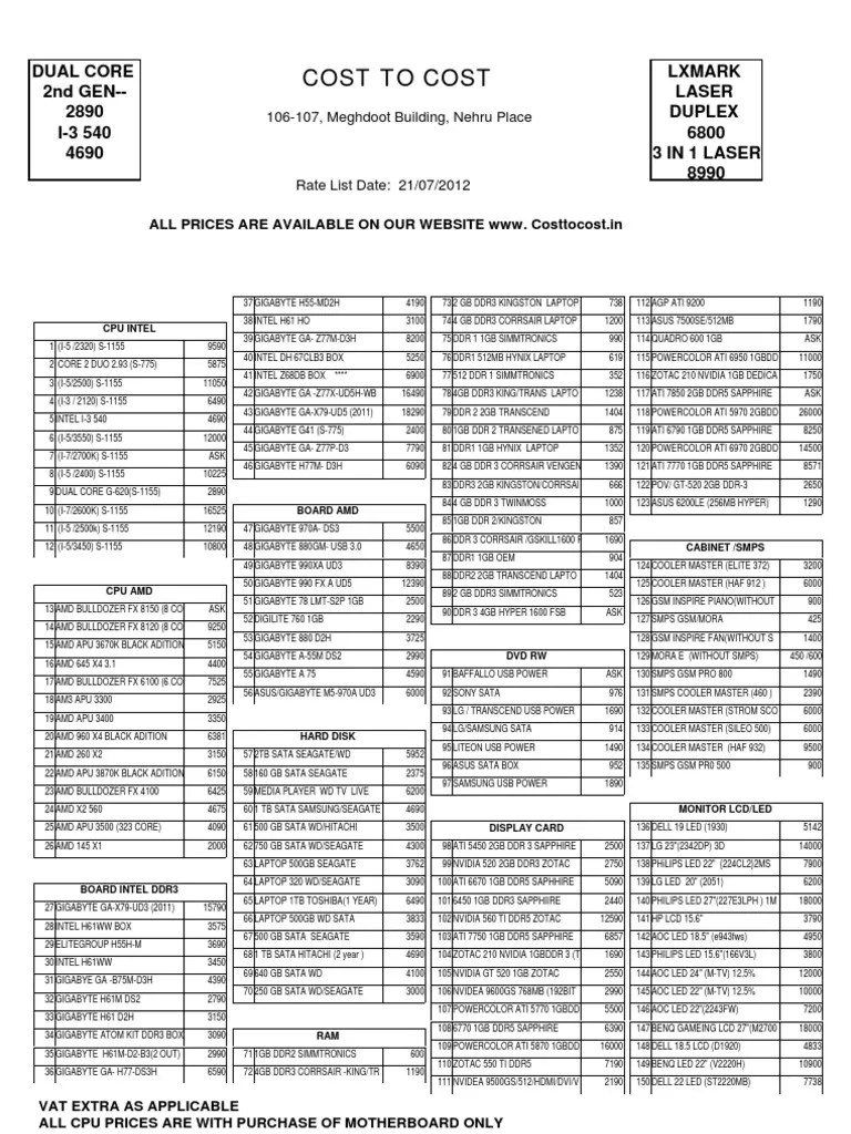 Computer Parts Price Parts Price Computer Venzero