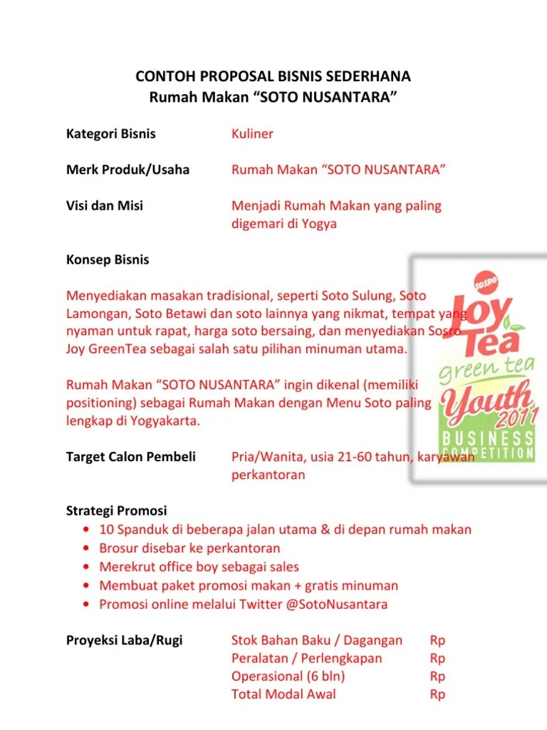 Proposal Bisnis Plan Sederhana | PDF