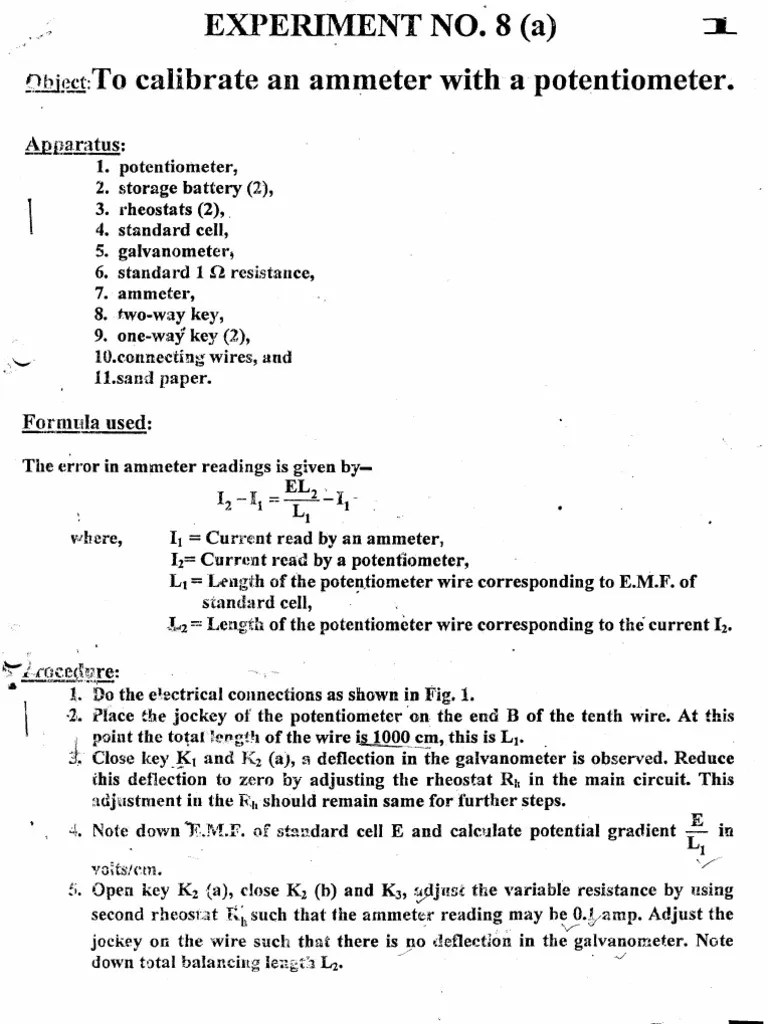 Calibration of Ammeter PDF Tools Manufactured Goods