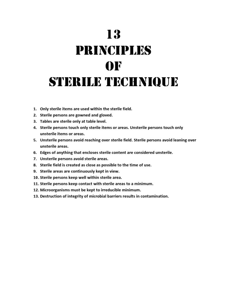 13 Principles of Sterile Technique Surgery