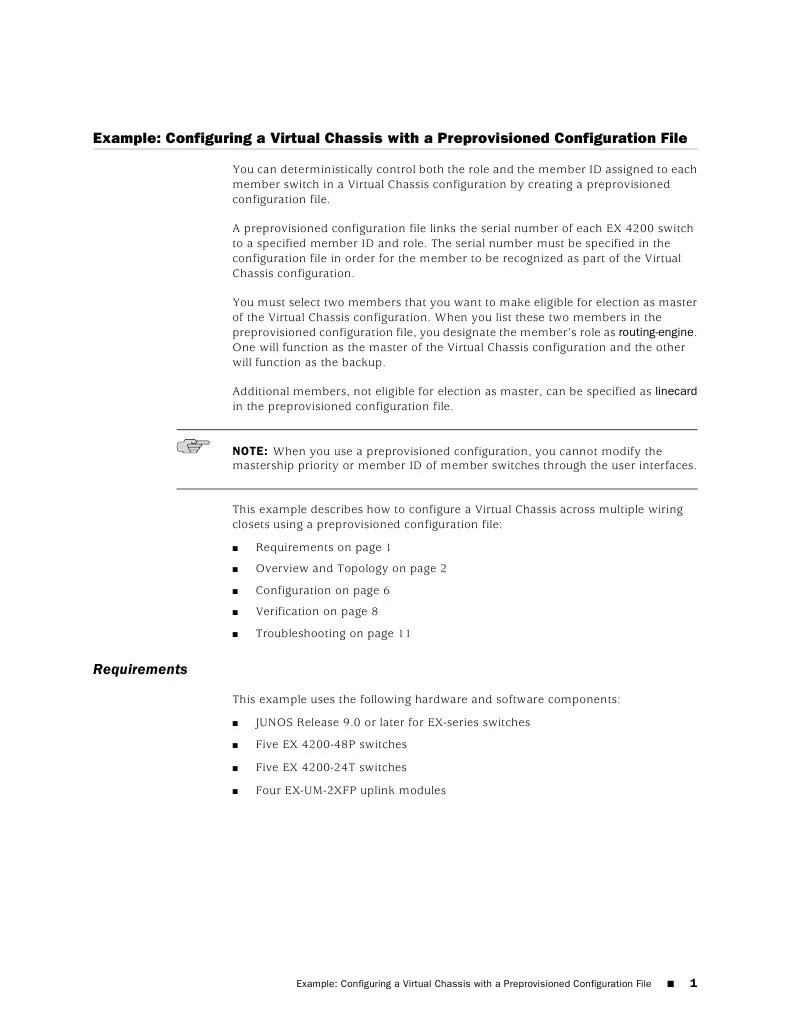 Virtual Chassis Preprovisioning PDF Network Switch Areas Of