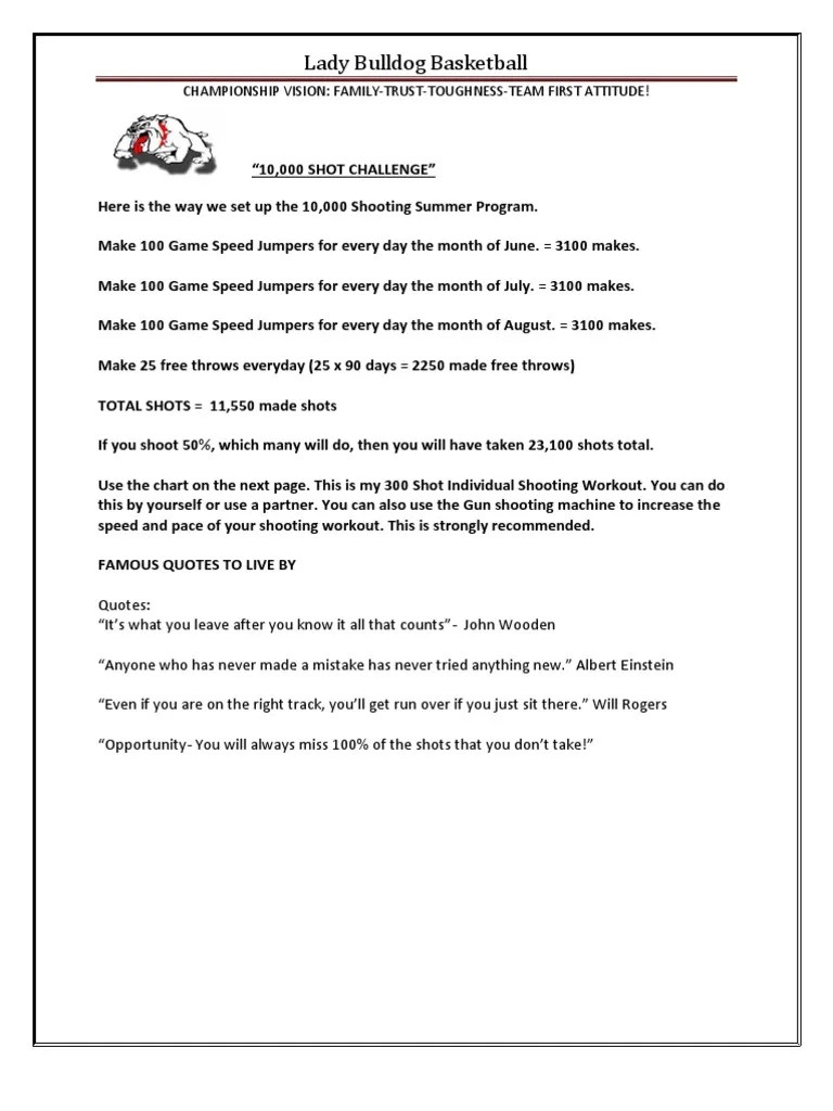 10,000 Shot Club Shooting Workout | Pdf | Teams | Games Of Physical Skill