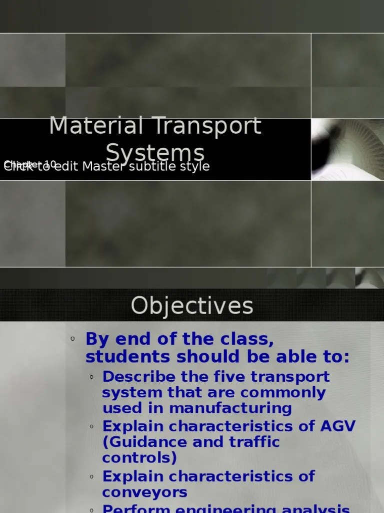 Material Transport Systems PDF Warehouse Transport