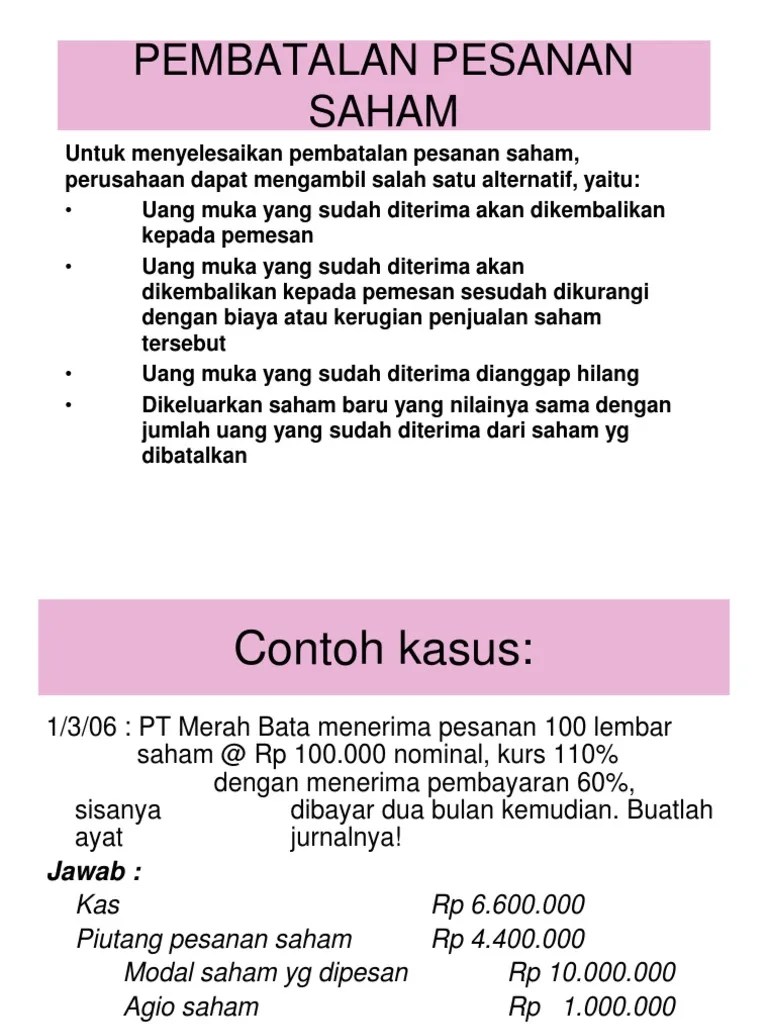 Contoh Soal Dan Jawaban Tentang Pencatatan Penerbitan Saham