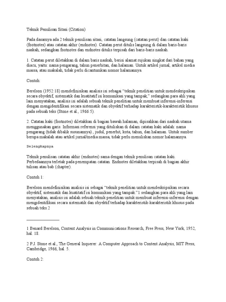 Teknik Penulisan Sitasi | PDF