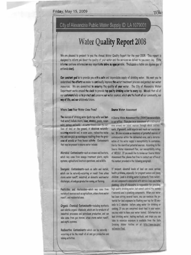 Water Quality Report 2008 PDF Physical Sciences Chemistry