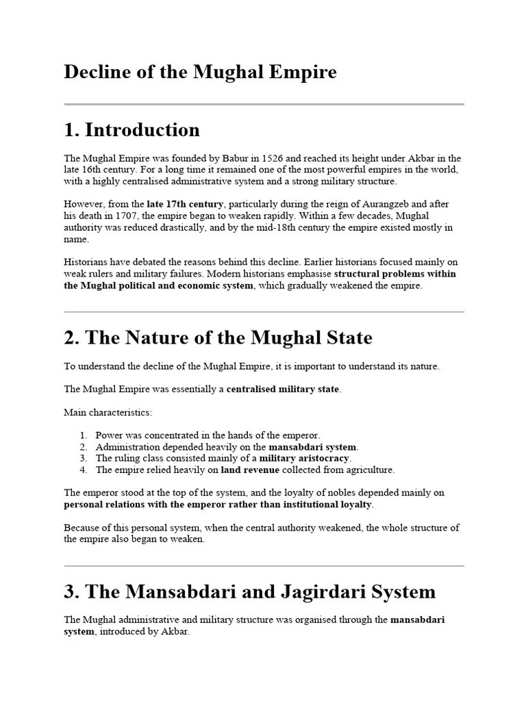Decline of the Mughal Empire | PDF | Mughal Empire