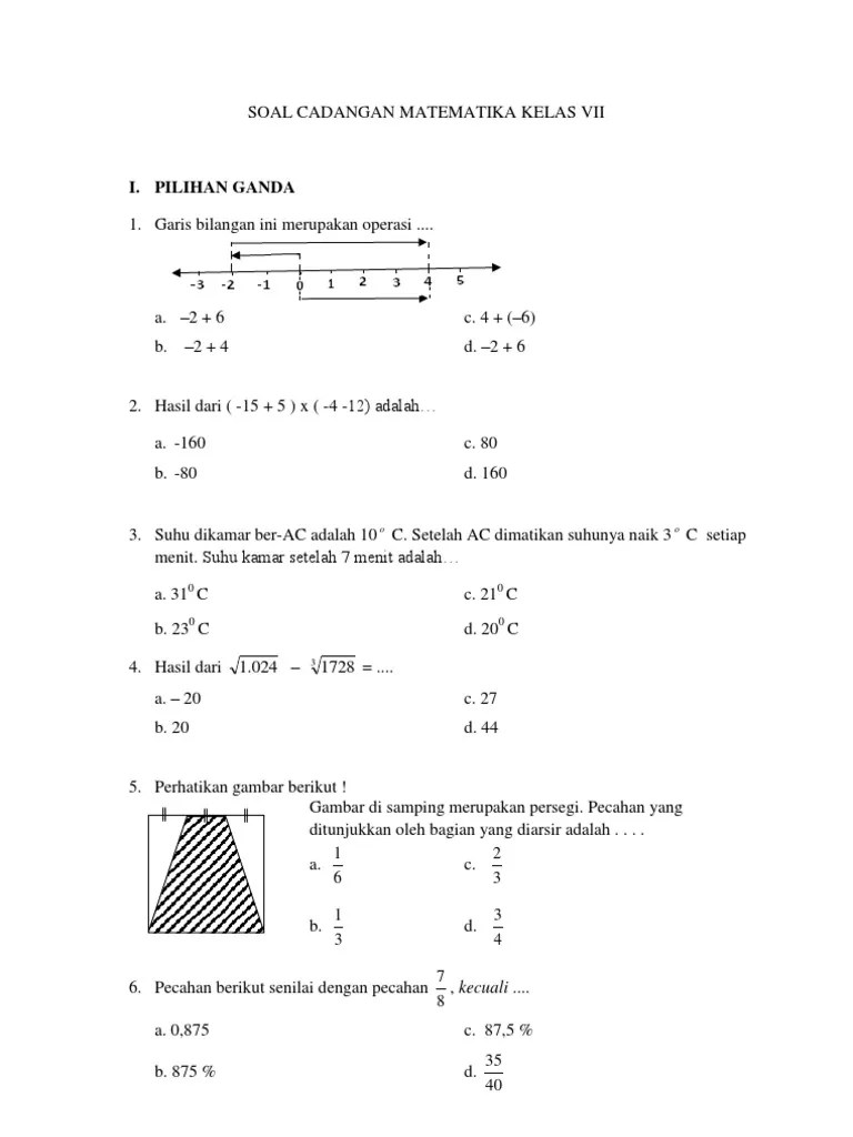 Soal Ulangan Akhir Semester Kelas 7 (2012)