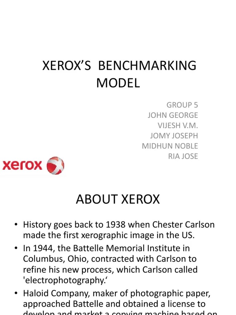 XEROX’S BENCHMARKING MODEL Benchmarking Business