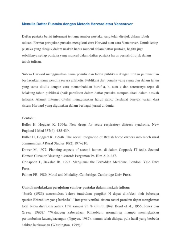 Cara Penulisan Daftar Pustaka Yang Benar Dari