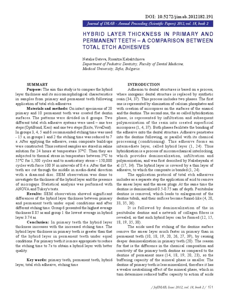 7 SEC Etching Time, IN PRIMARY TEETH 2012 PDF Tooth Enamel Tooth