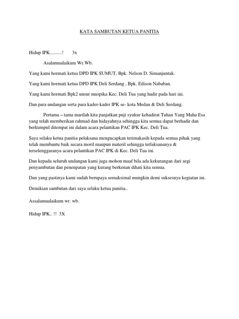 Contoh Kata Sambutan Ketua Panitia Acara