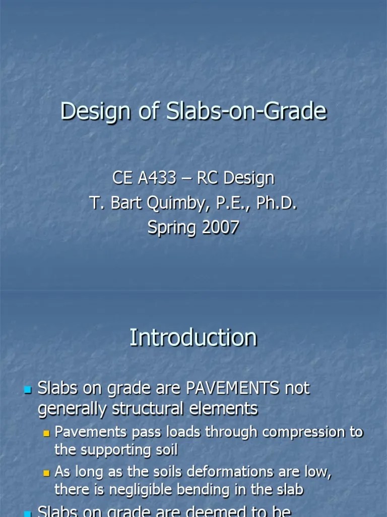 Slabs on Grade Concrete Strength Of Materials