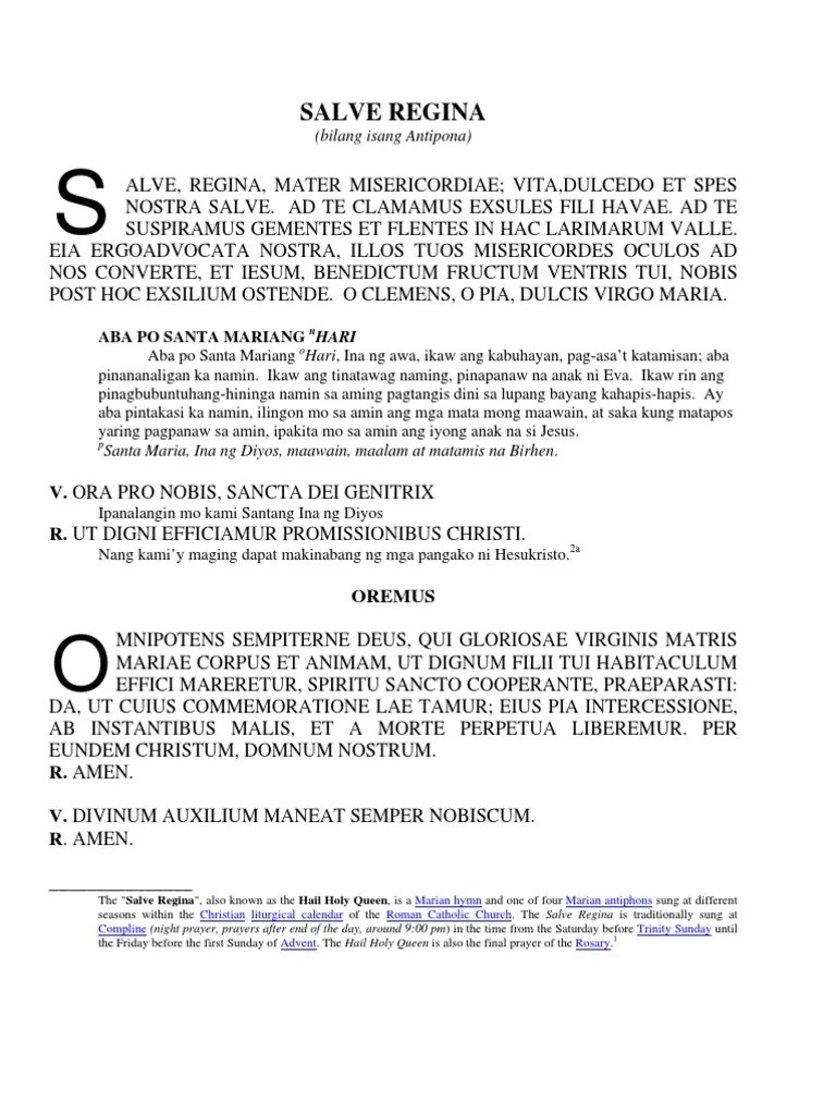 SALVE REGINAAnnotated With Music Sheet Gregorian Chant Prayer