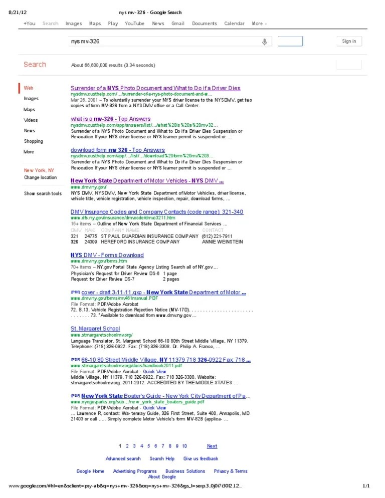 Nys Mv326 Form Used to Cancel Your Driver's License Department Of