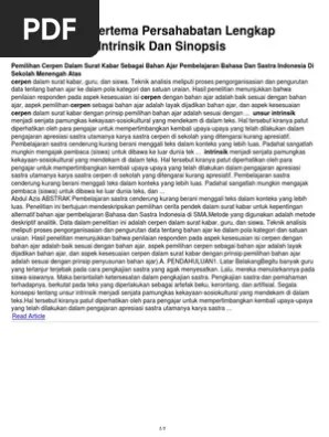 Cerpen Yang Bertema Persahabatan Lengkap Dengan Unsur Intrinsik Dan Sinopsis  | PDF