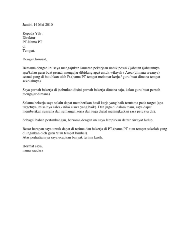Contoh Surat Lamaran Mengajar Di Sd Cara Mengajarku