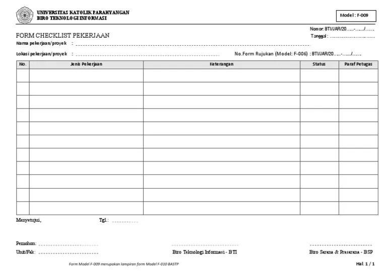 Form Checklist Pekerjaan Konstruksi Awal Mula IMAGESEE