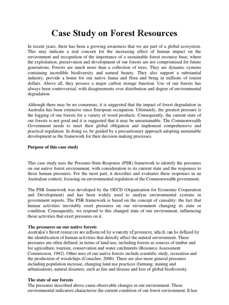 Case Study On Forest Resources PDF Sustainability Forests
