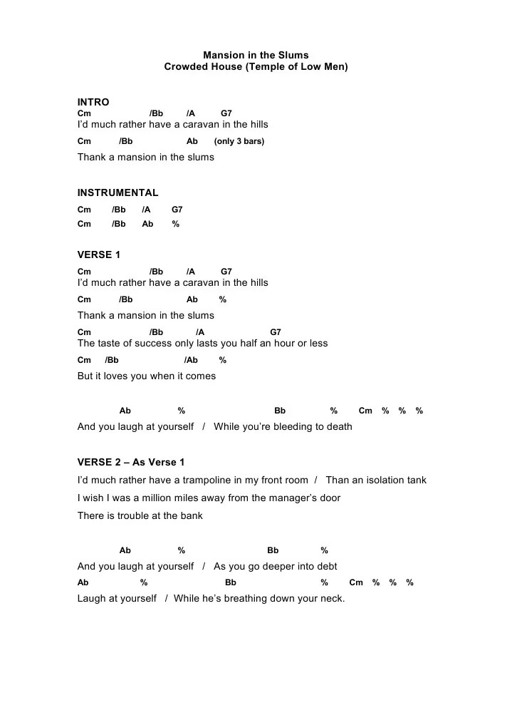 Crowded House Guitar Chords