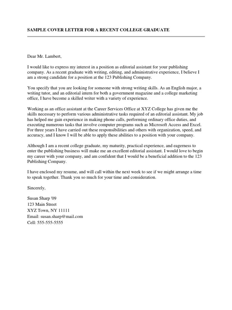 Fresh Graduate Cover Letter Template Online Cover Letter Library