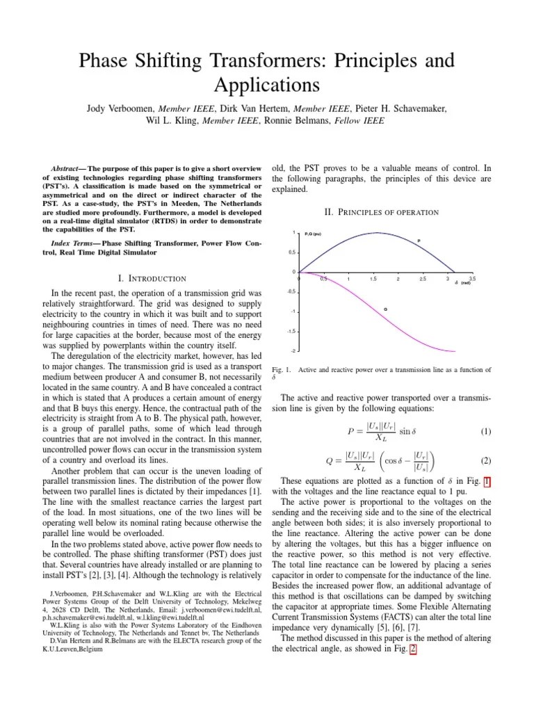 Phase Shifting Transformers Principles and Applications PDF