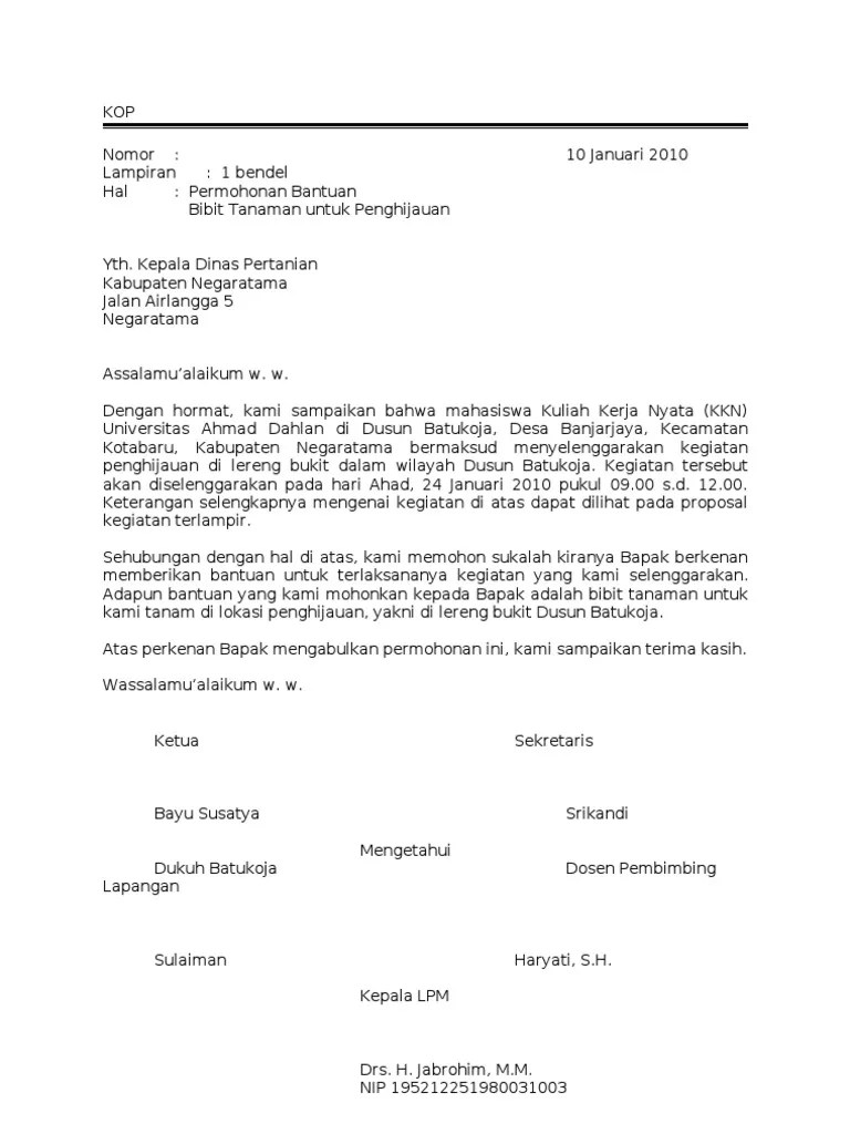 Contoh Proposal Permohonan Bibit Ke Dinas Pertanian