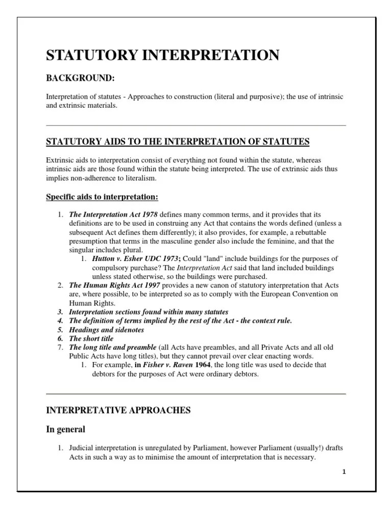 Statutory Interpretation Plain Meaning Rule Statutory Interpretation