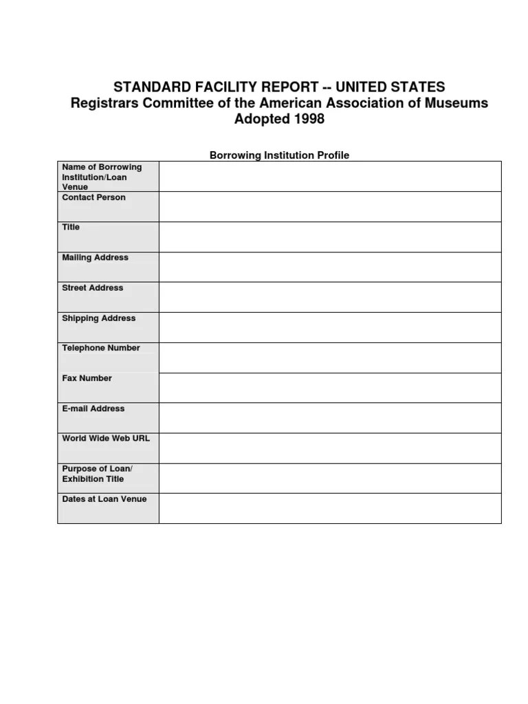 Standard Facility Report Security Alarm Building Engineering