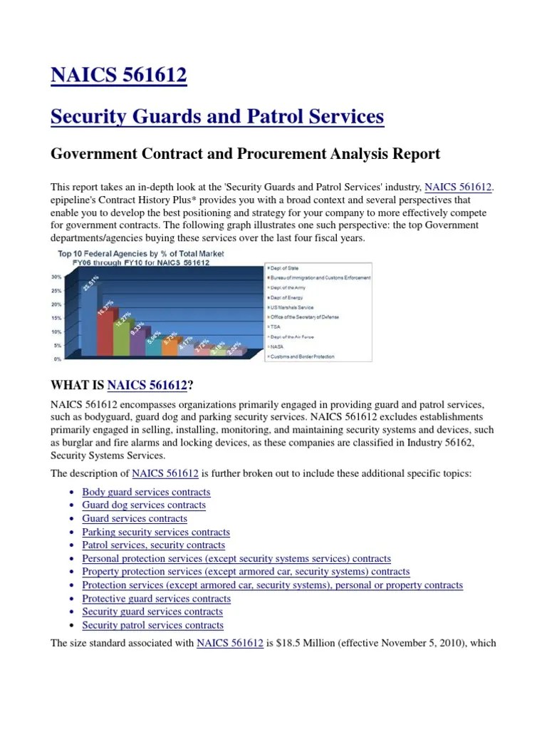 NAICS 561612 Security Guards and Patrol Services PDF Security