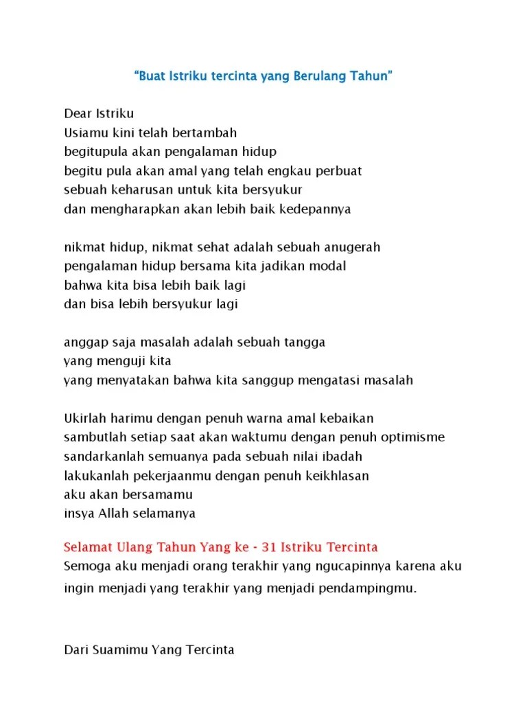 Puisi Untuk Istri Yang Ulang Tahun | PDF