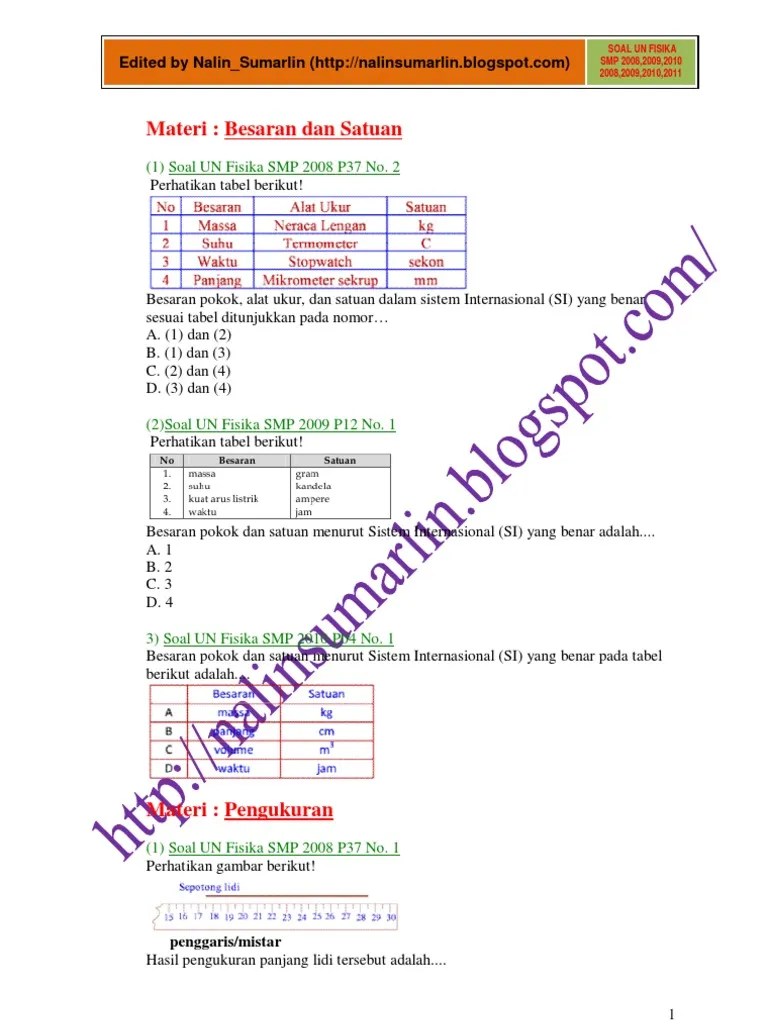 Kumpulan Soal UN Fisika SMP/MTs