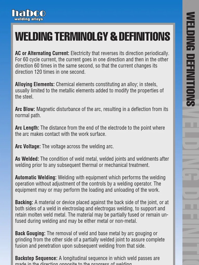 Welding Terms Welding Steel