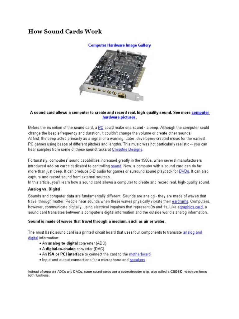 How Sound Cards Work Computer Hardware Image Gallery PDF