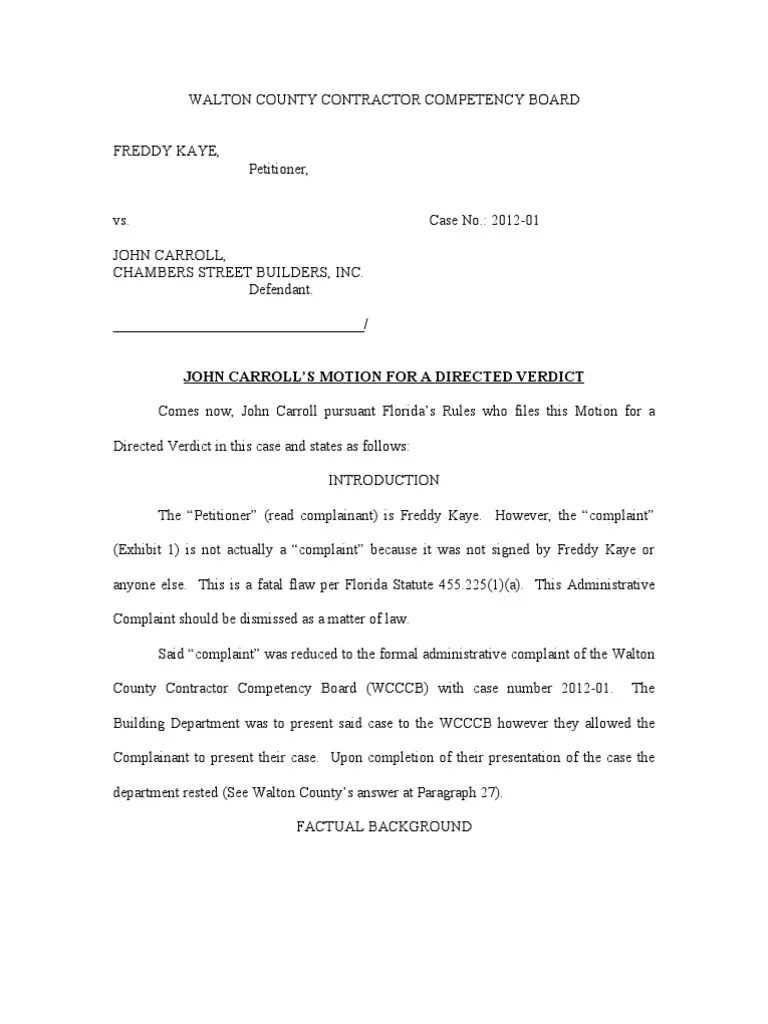 Motion for Directed Verdict