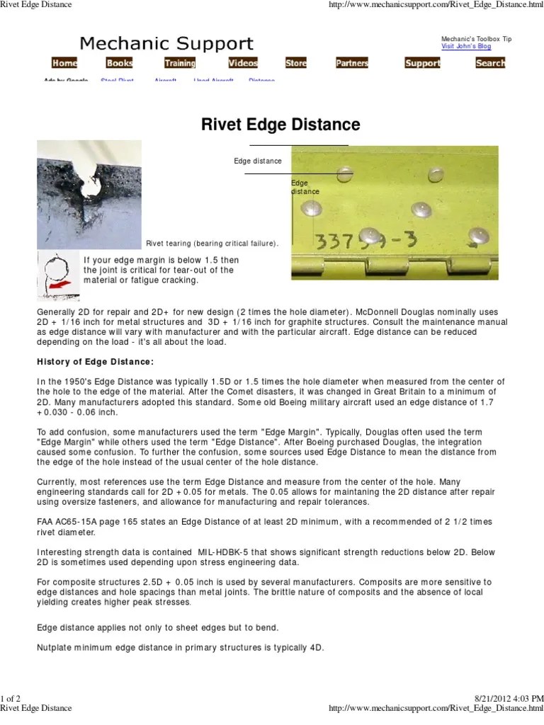 124_Rivet Edge Distance Rivet Distance