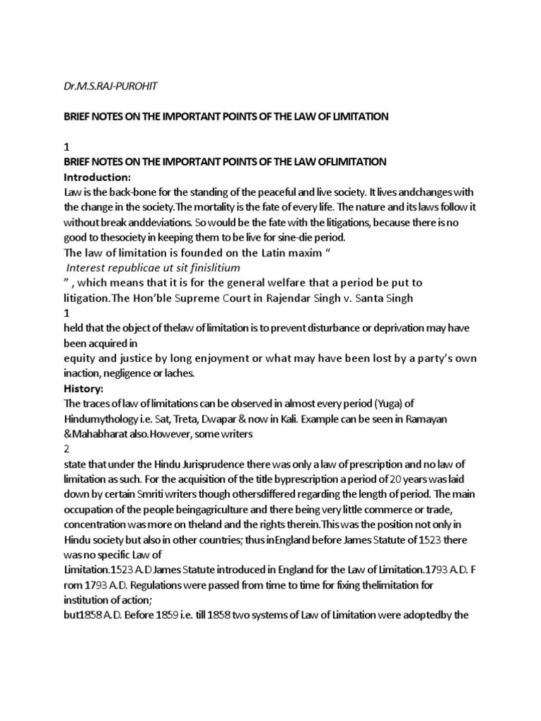 Limitation Act PDF Lawsuit Lien