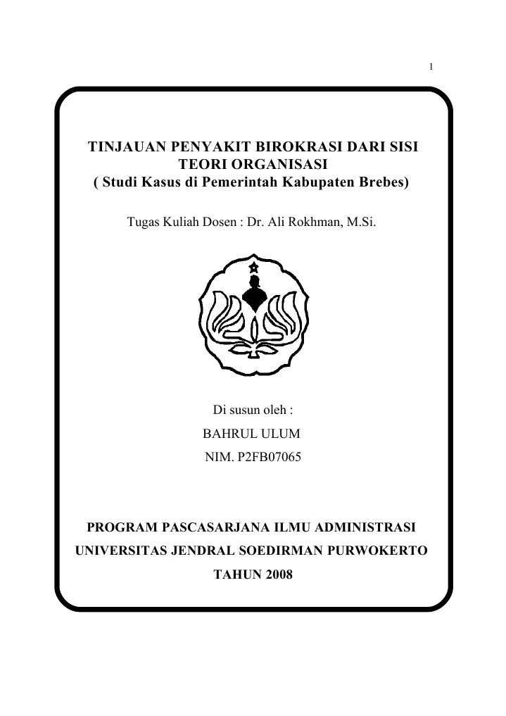 Makalah Patologi Birokrasi Brebes