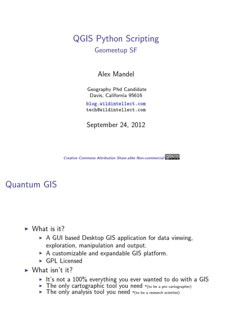 QGis Scripting With Python Intro PDF Geographic Information System