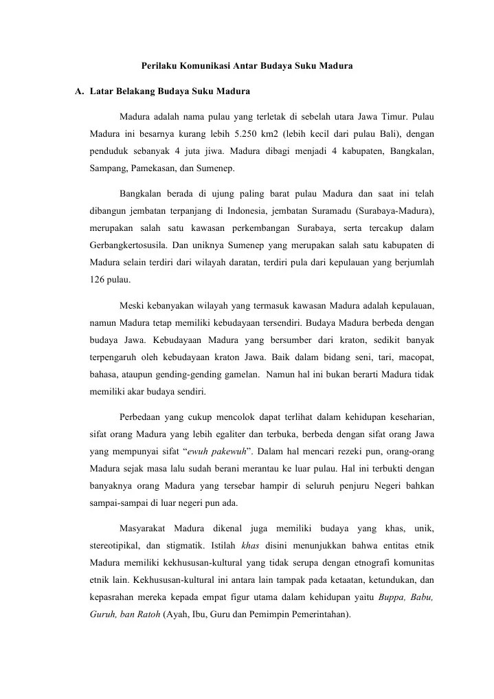 Perilaku Budaya Suku Madura | PDF