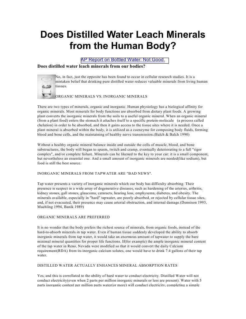 Does Distilled Water Leach Minerals Download Free PDF Bottled Water