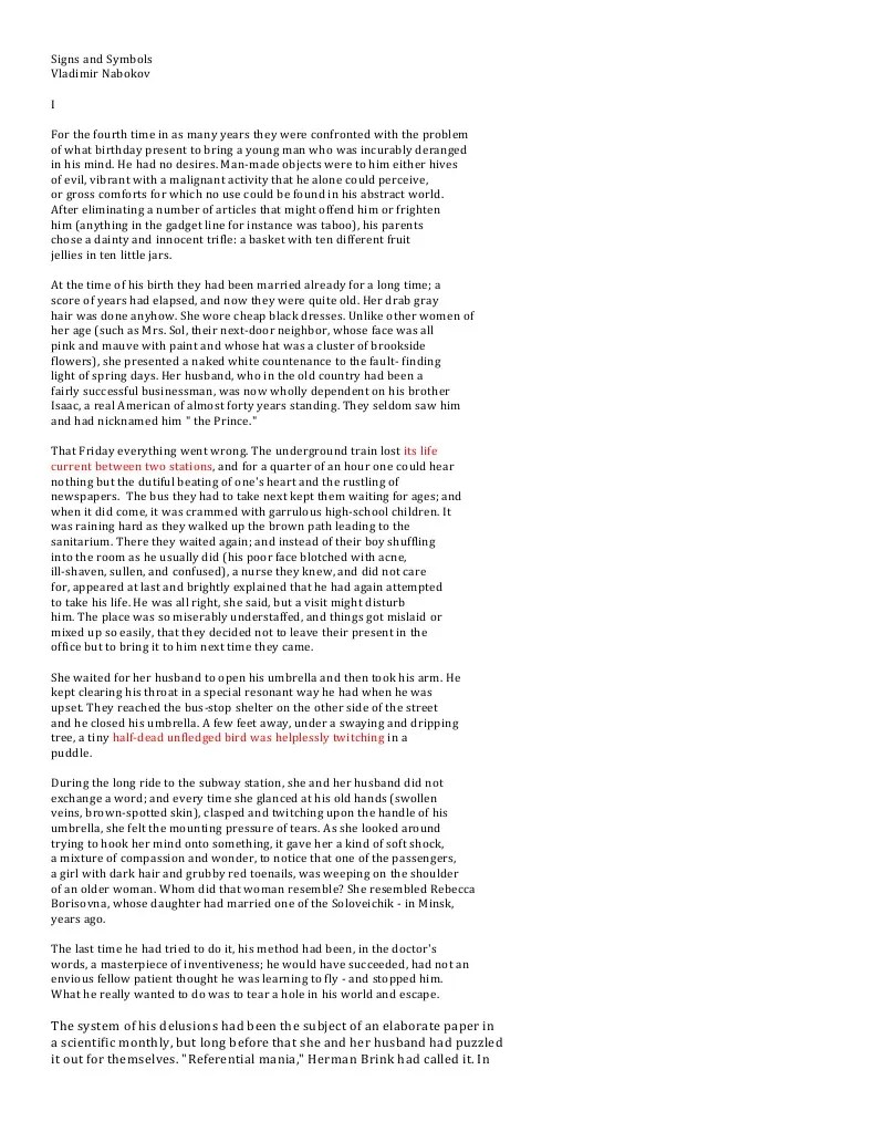 Signs and Symbols Vladimir Nabokov