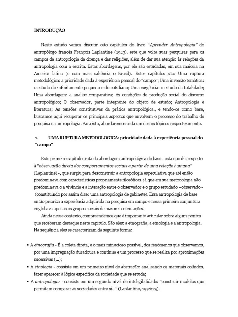 Resumo Do Livro Aprender Antropologia Anthropology Sociology