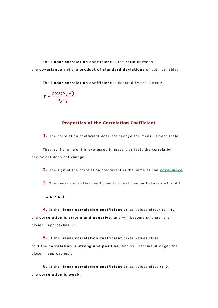 The Properties of Correlation Coefficient PDF