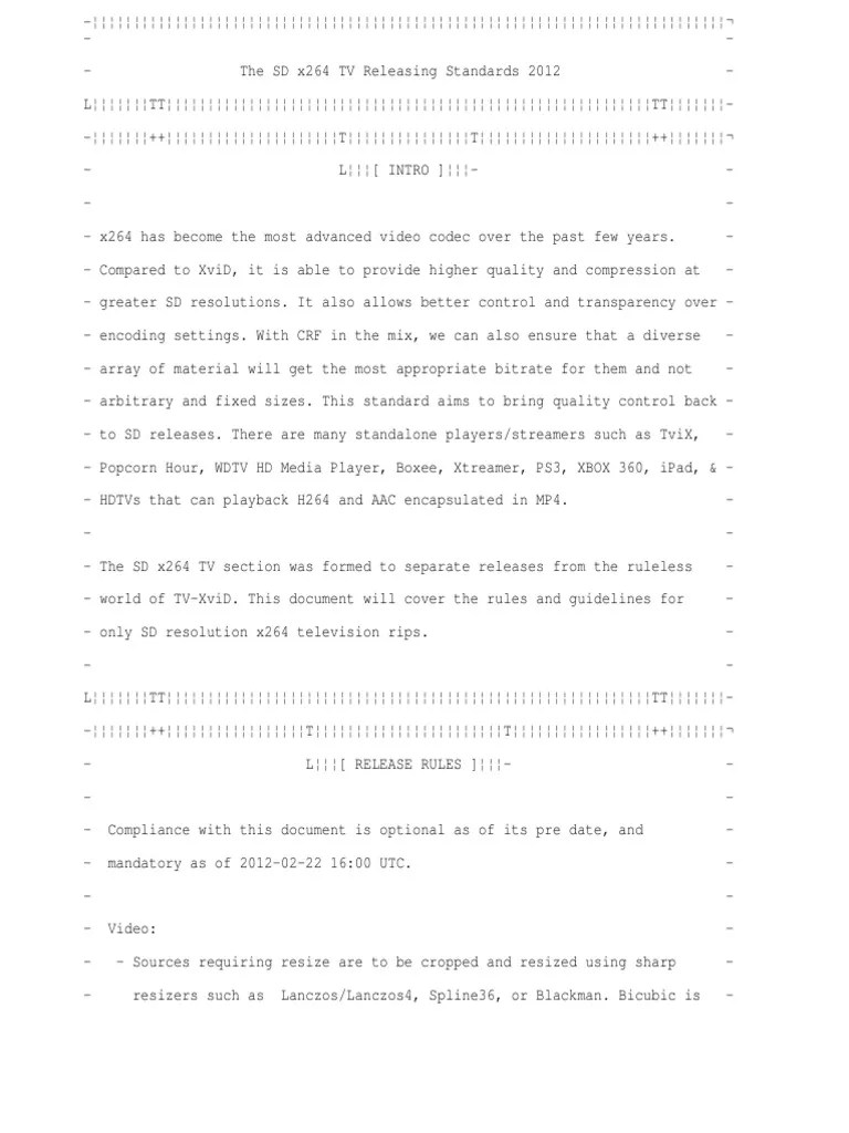 Scene Encoding Rules PDF Film Industry High Definition Television