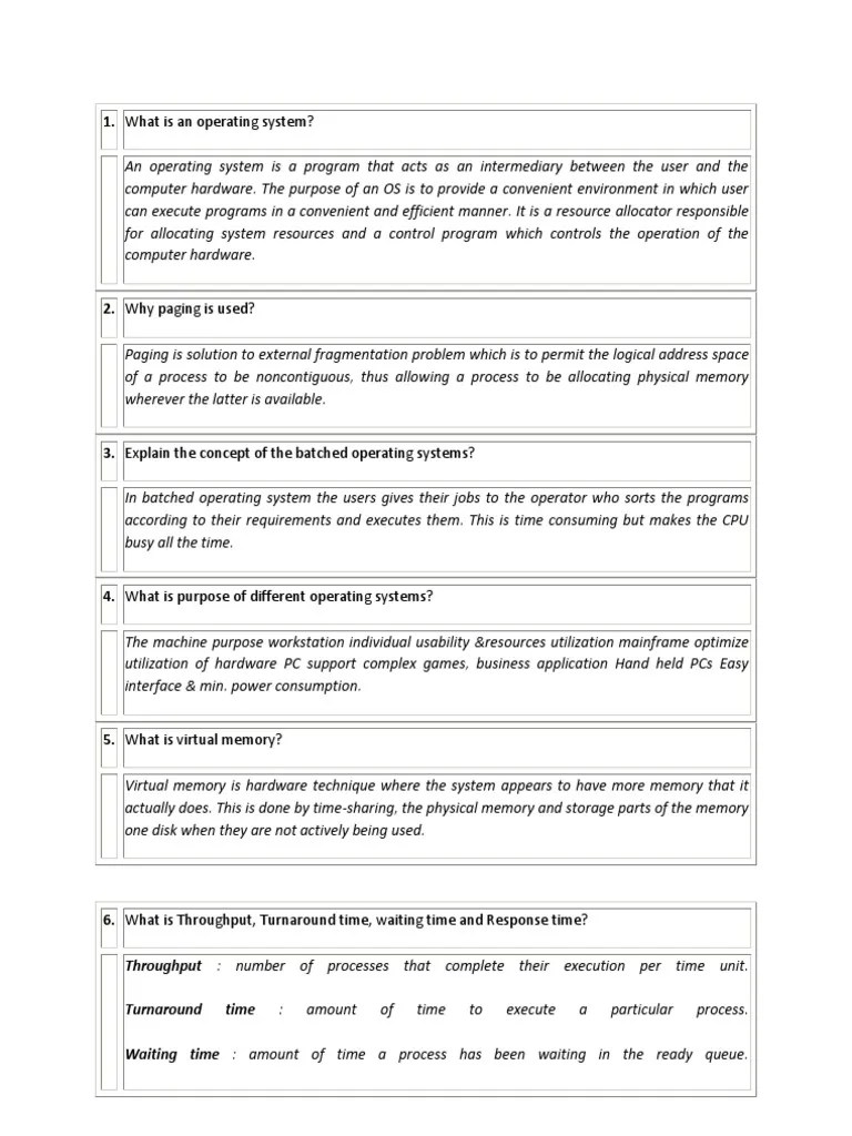 Os Interview Questions n Answers Scheduling Process